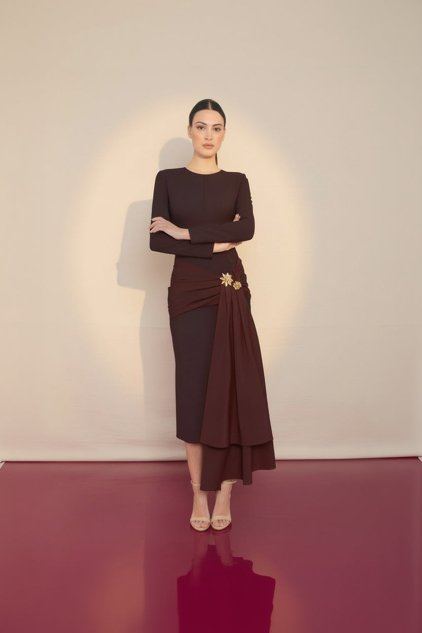 VESTIDO CARLA RUIZ 52012 CHOCOLATE